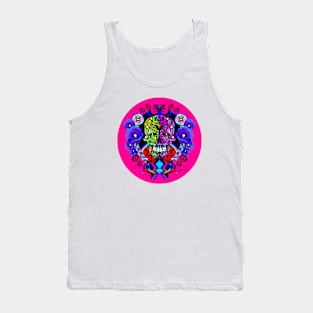 crimson skull in tree of life ecopop in zentangle totonac patterns design Tank Top